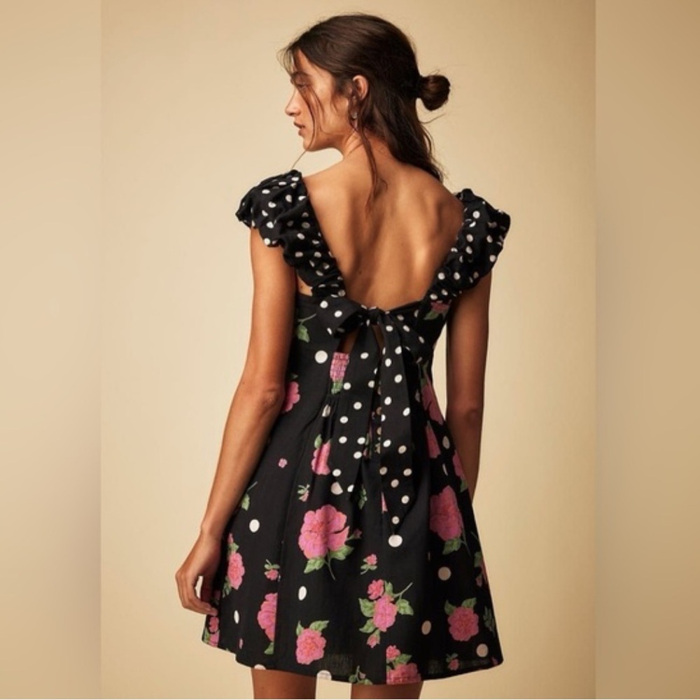 Free People bom bom mini dress in black and pink - Picture 3 of 8